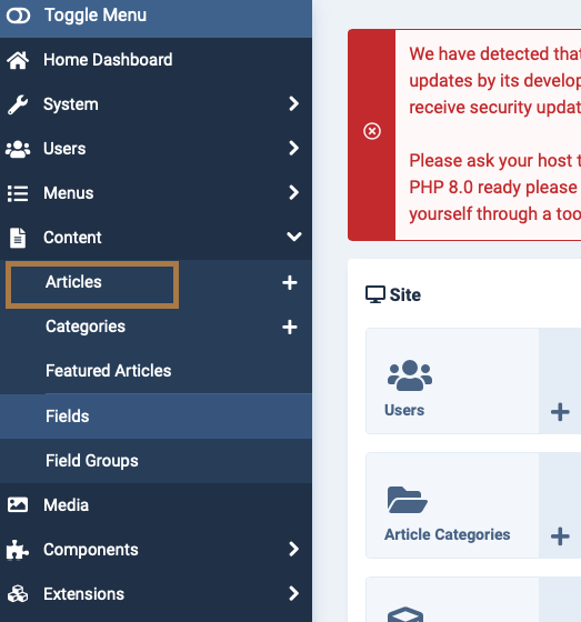 Artical in Joomla 4