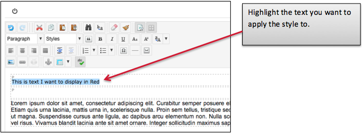 Highlight the text you want to apply the style to
