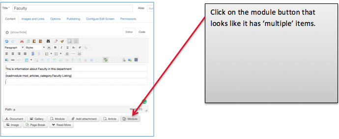 Click the "Module" button below the text area