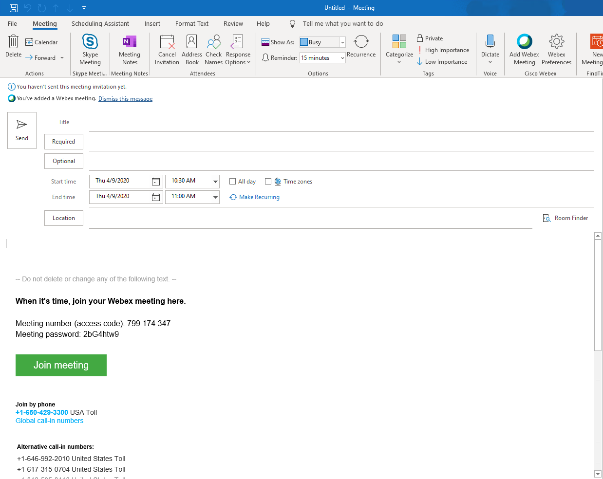 AddingtheCiscoWebexMeetingSchedulertoMicrosoftOffice365Outlook Windows 16
