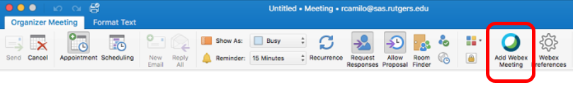 AddingtheCiscoWebexMeetingSchedulertoOffice365 Mac 16