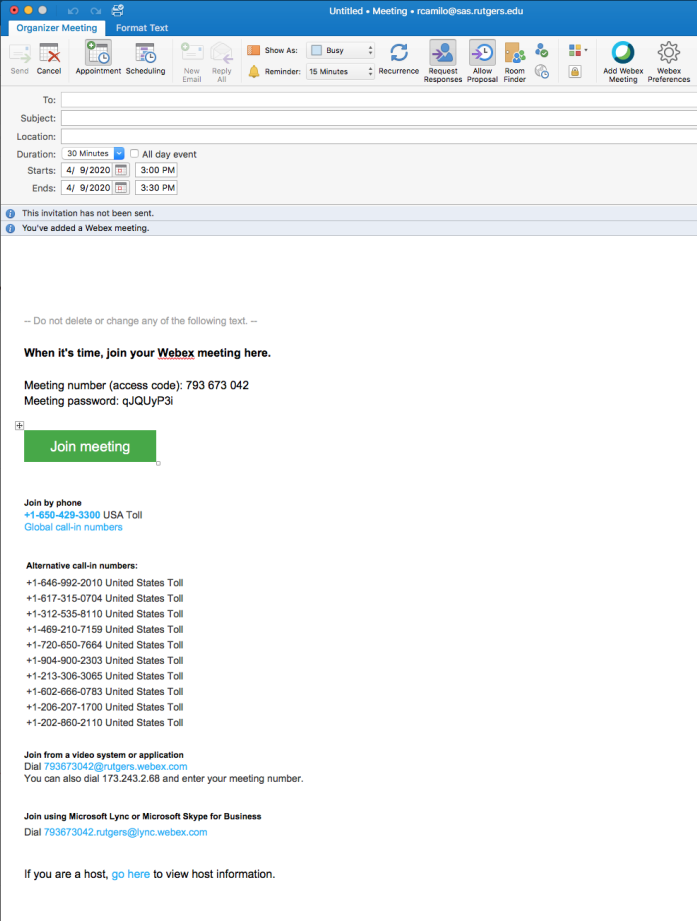 AddingtheCiscoWebexMeetingSchedulertoOffice365 Mac 17