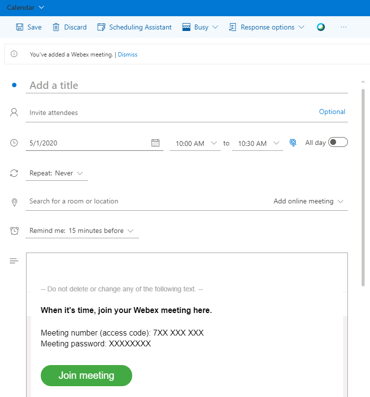 AddingtheCiscoWebexMeetingSchedulertoRutgersConnect 14