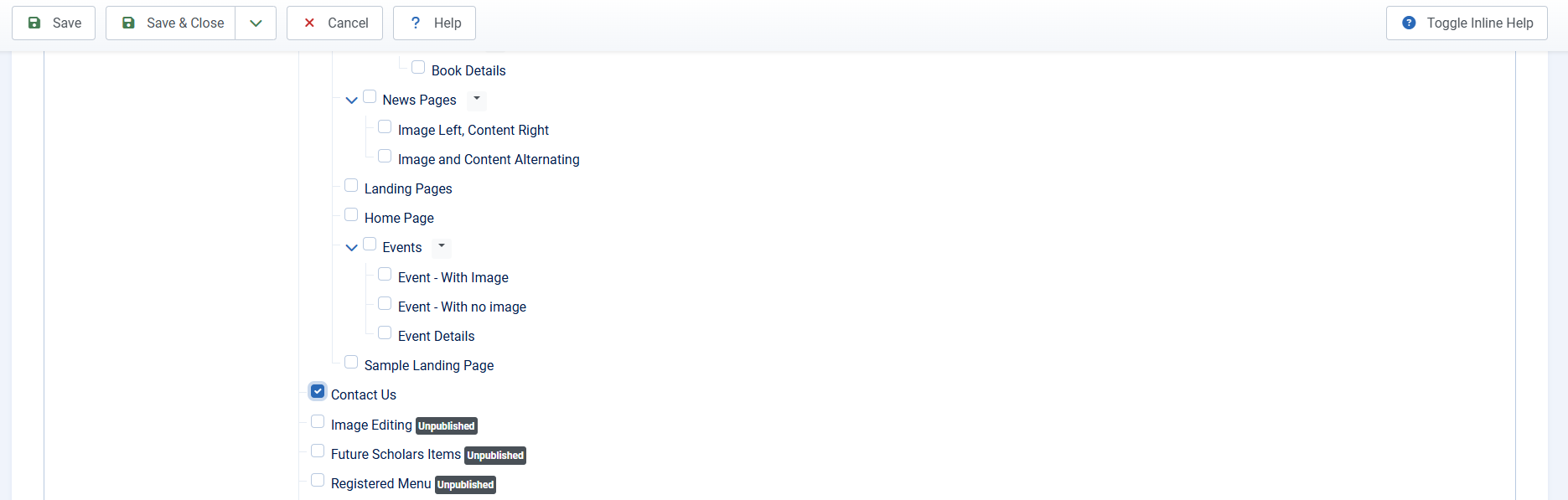 Selecting the 'Contact Us' option from the dropdown