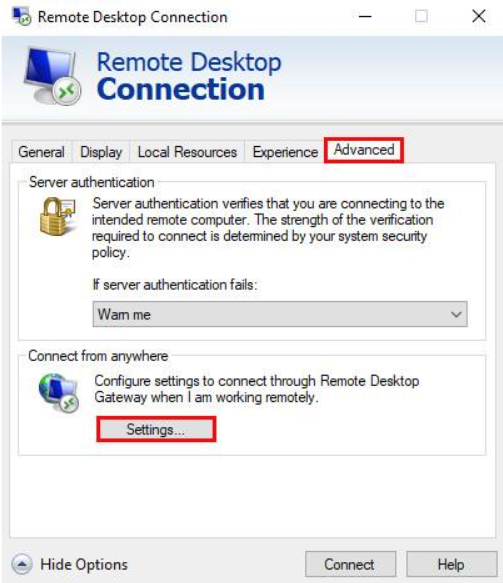 Remote Desktop Connection Windows via Remote Desktop Gateway 05