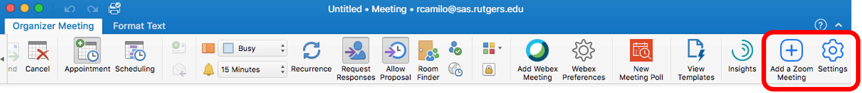 Scheduling Zoom Meetings in Mac Outlook 03
