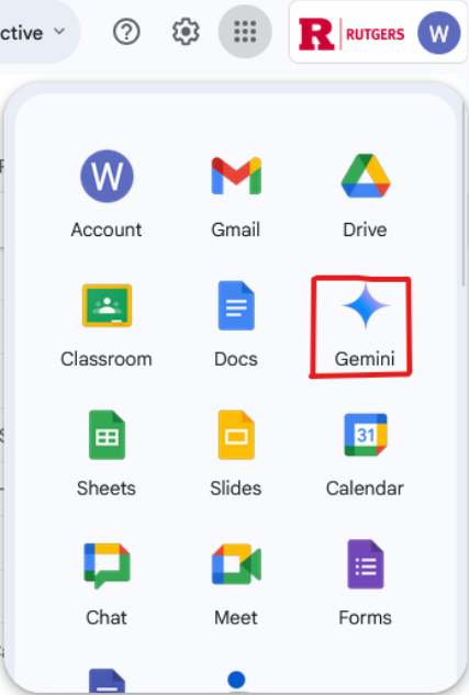 Select Gemini from the menu