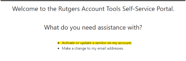 Activate or update a service on my account
