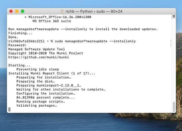 Step 09: Enter "sudo managedsoftwareupdate -installonly"