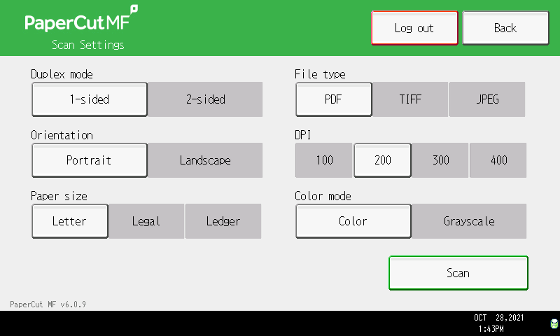 To change any default setting,s click Settings