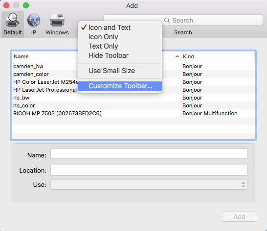 Customize Toolbar