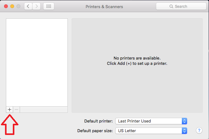 Printers and Scanners: select Add Printer or Scanner