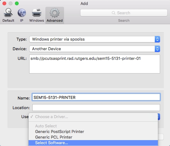 Windows printer via spoolss