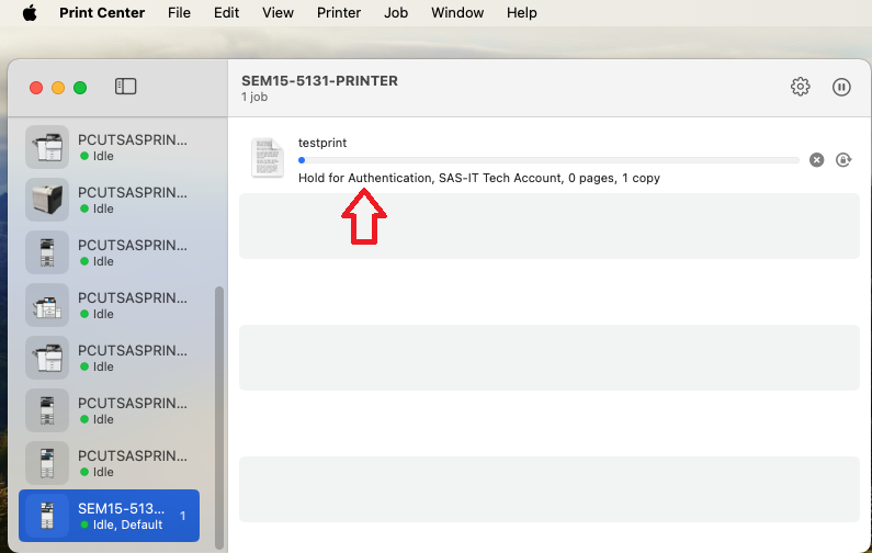Hold for authentication error message