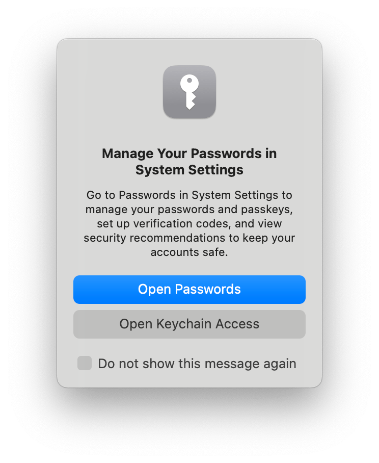manage your passwords window