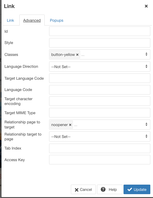 link add button class