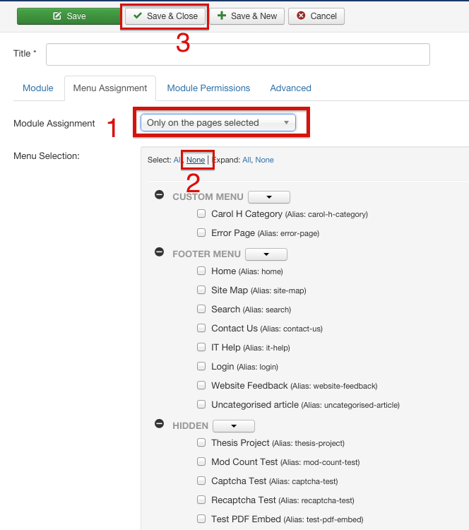 Select Menu Assignment for SmartSlider2 Module