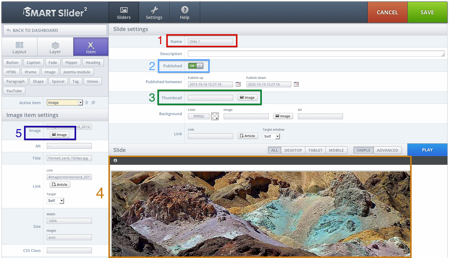 SmartSlider2: Edit slide settings