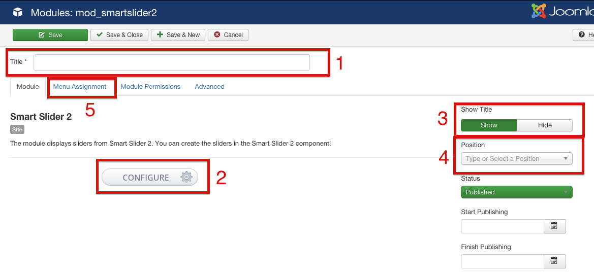 Configure SmartSlider2 Module