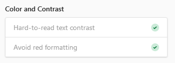 Excel Accessibility Assistant: "Hard-to-read text contrast" reports no issues