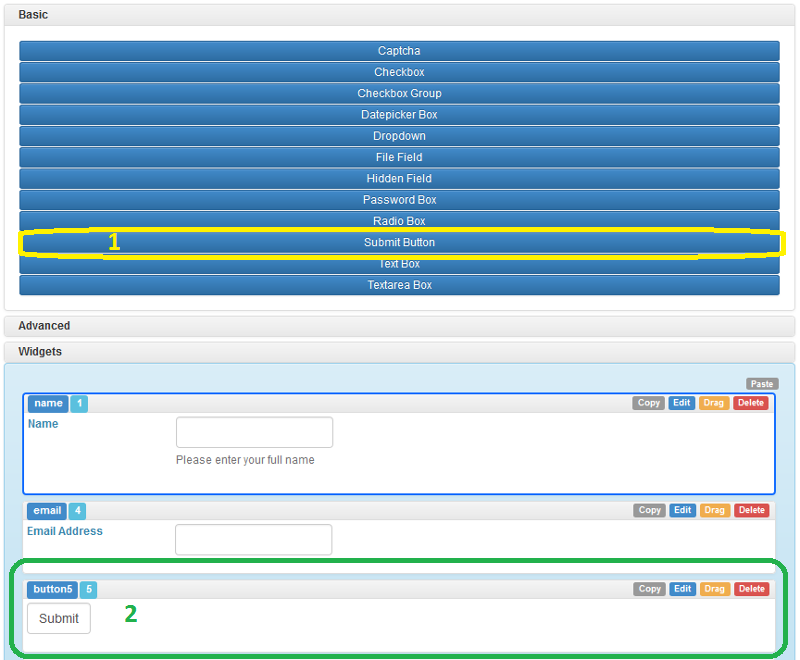 Chronoforms: Adding a "Submit" button