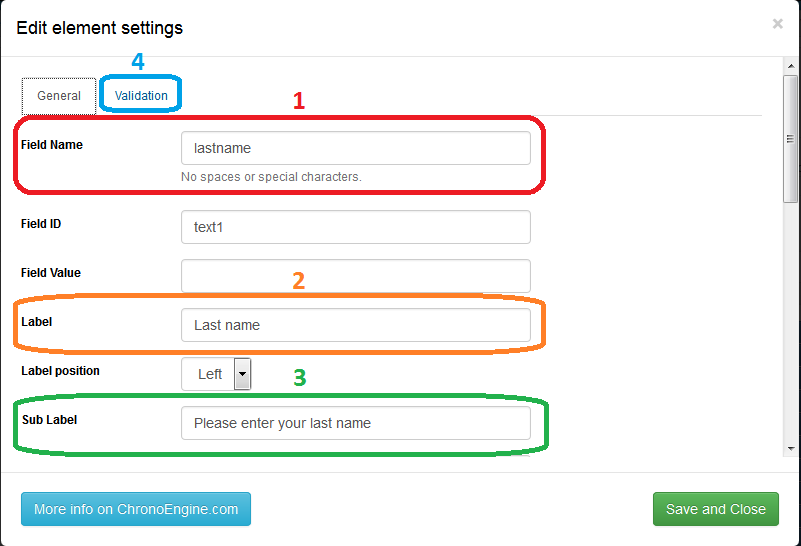 Chronoforms: Edit Element Settings