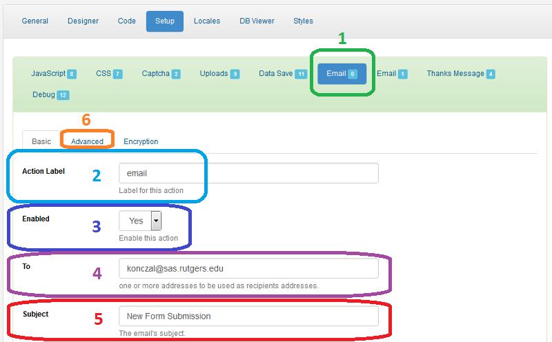 Chronoforms: Basic email options