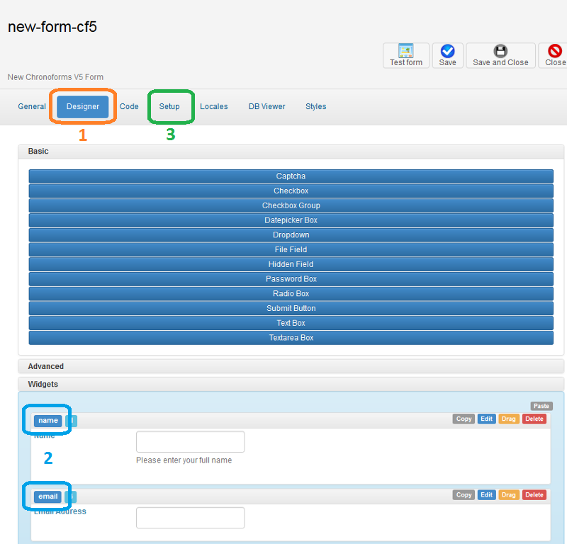 Chronoforms: Get Field Names