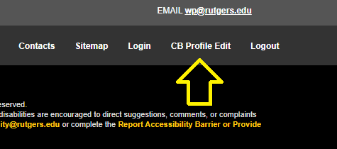 Footer menu "Edit profile" link
