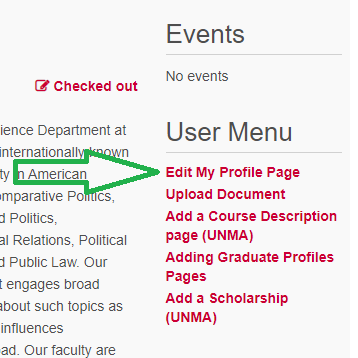 Sidebar menu "Edit profile" link