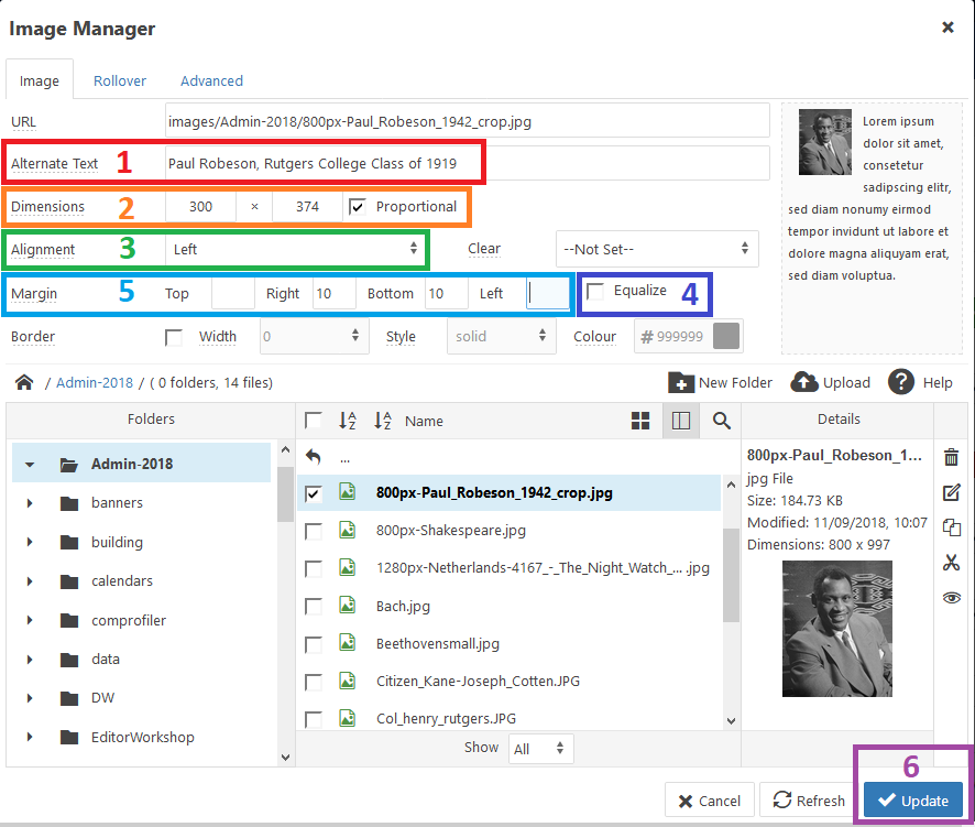 JCE Editor: Image Manager