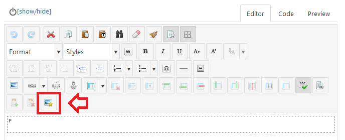 JCE Editor Pro: "Insert/Edit Image" button (with star)