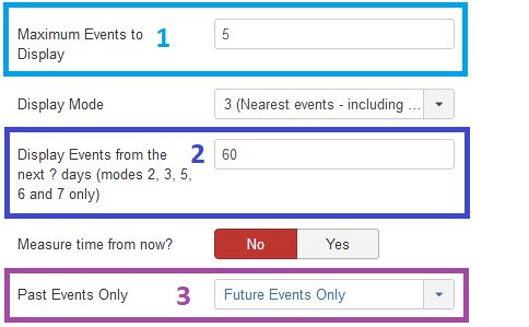 JEvents Latest Events Module options