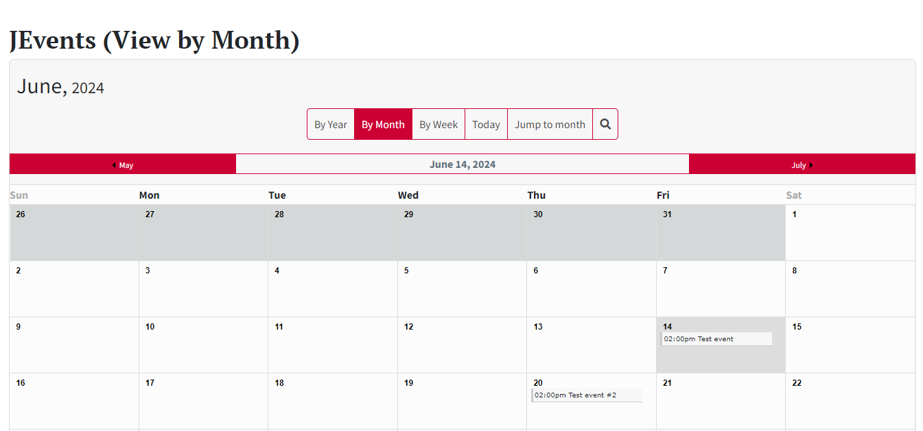 Display Events as a Menu Item in a Calendar type format