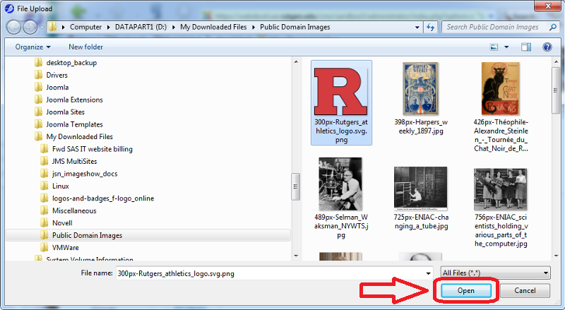 Media: File upload dialog box