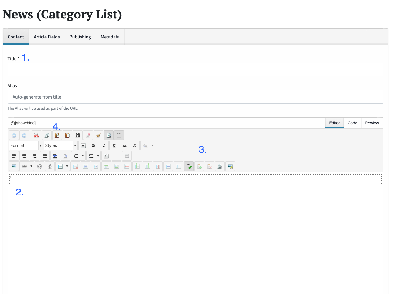 Front-end article editing Front end article editing