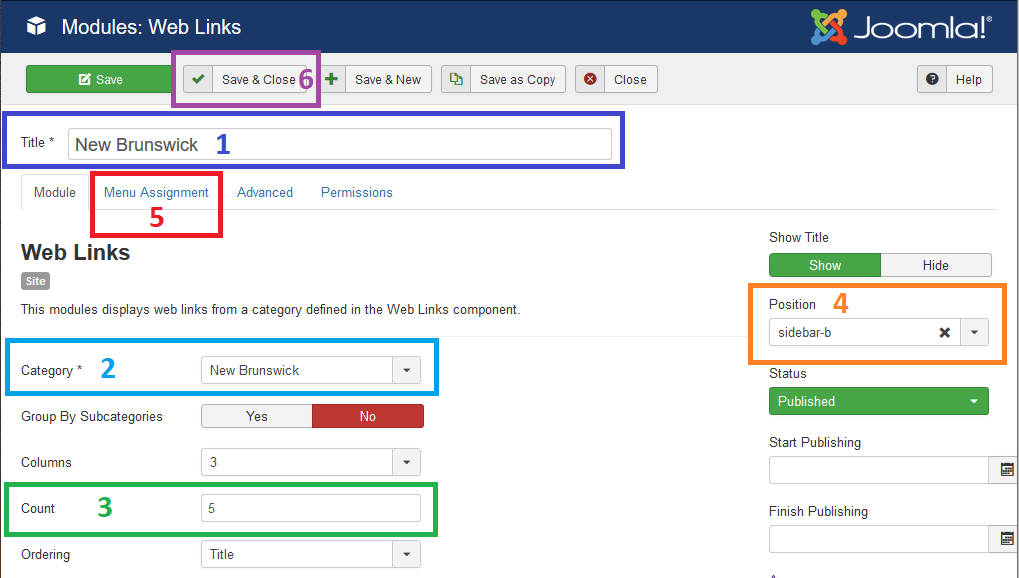 Create web links module