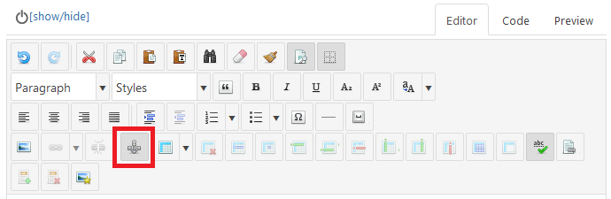 "Insert/Edit Anchor" button