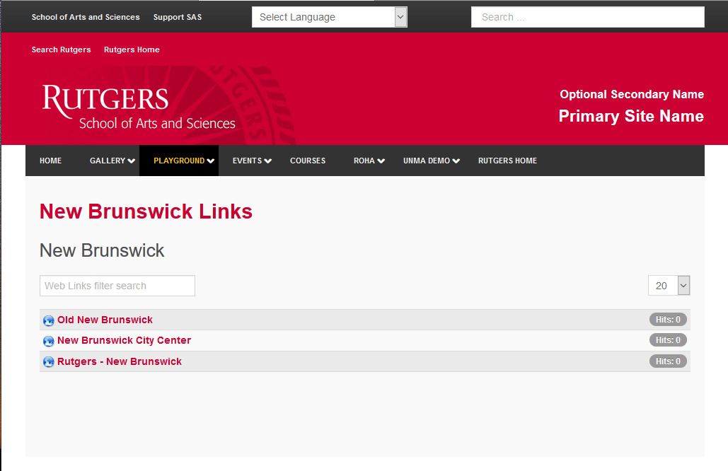 Web Links category menu item