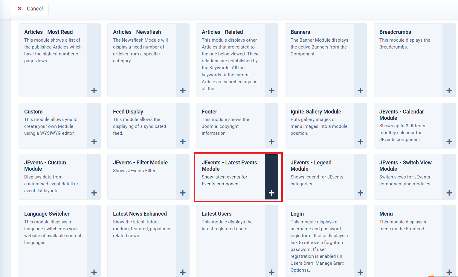 JEvents Module 1