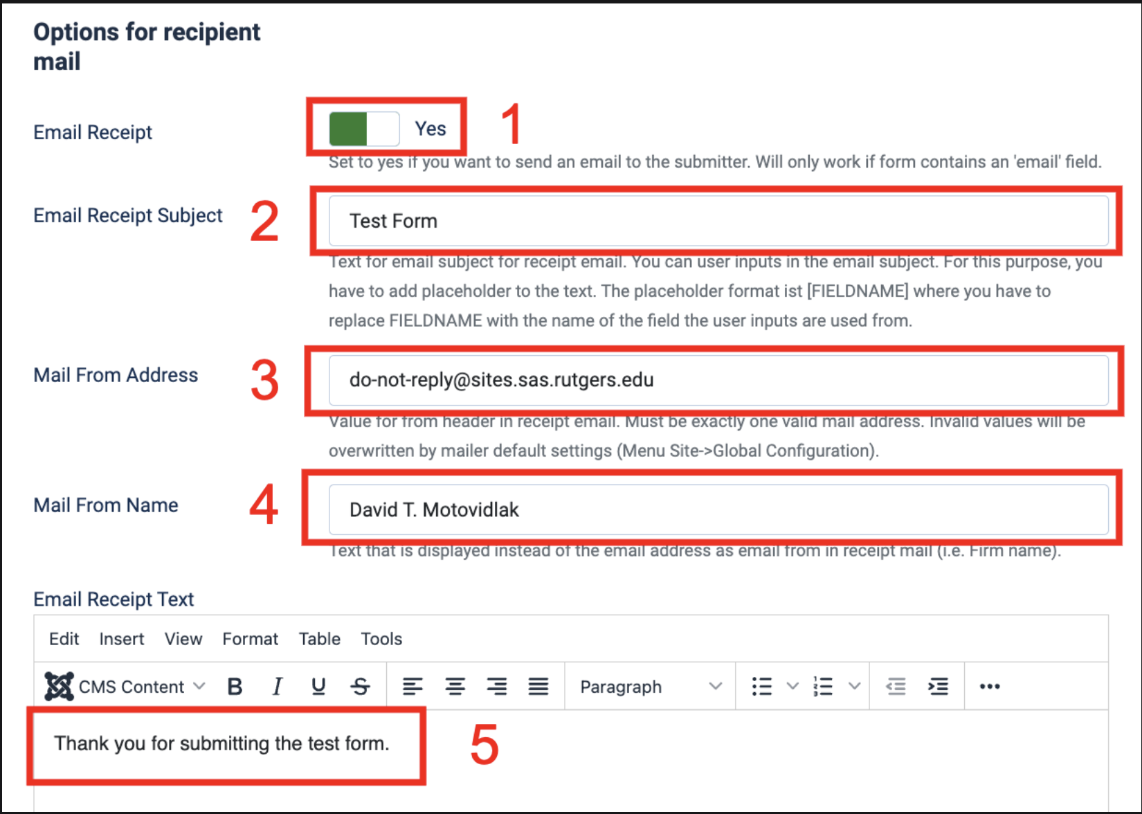 Options for recipient mail