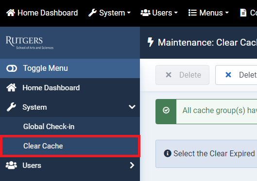 clearcache