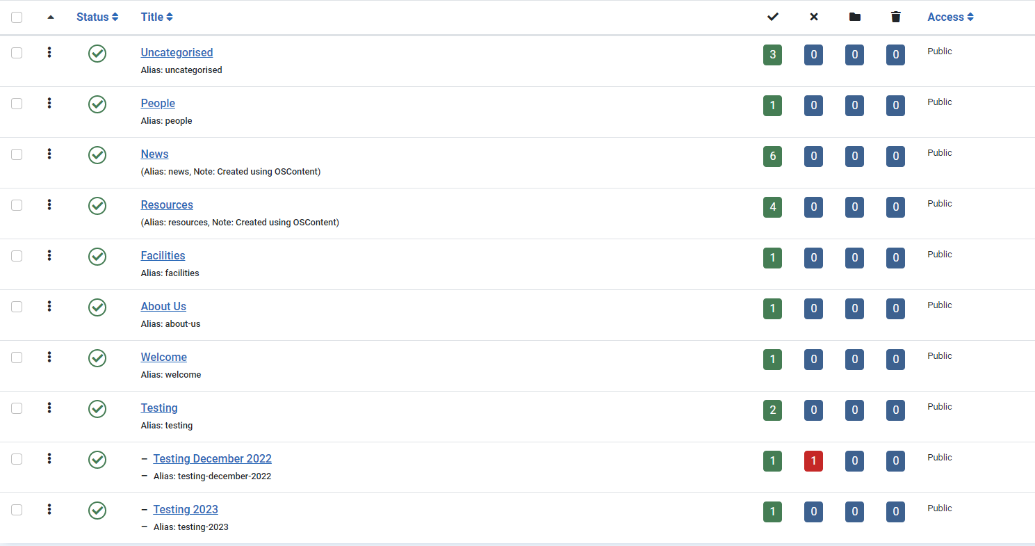 Category list