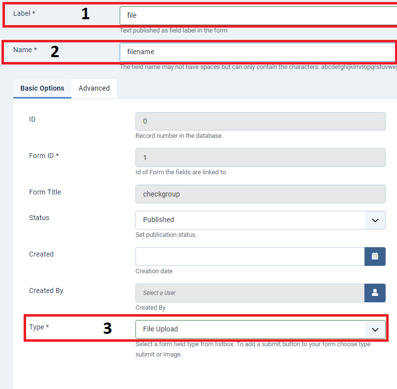 Visforms: File Upload field