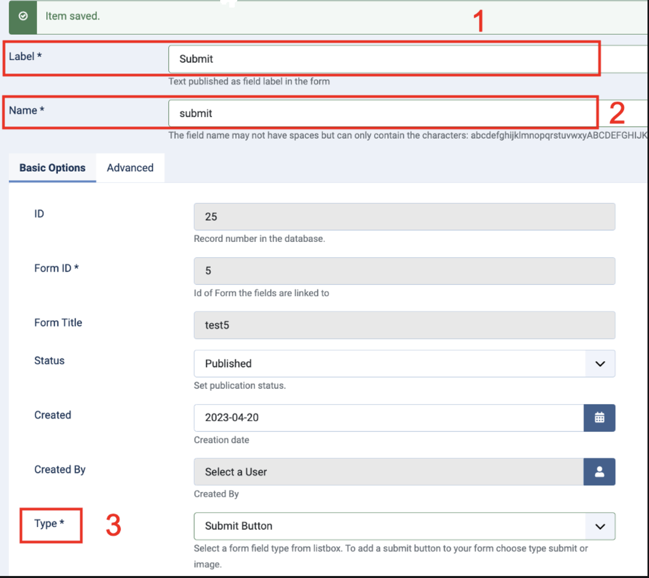 Visforms Submit button