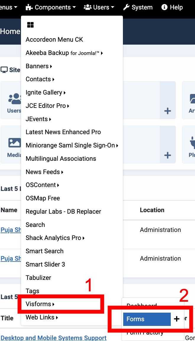 Components > Visforms > Forms