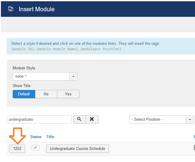 Click the Module ID number