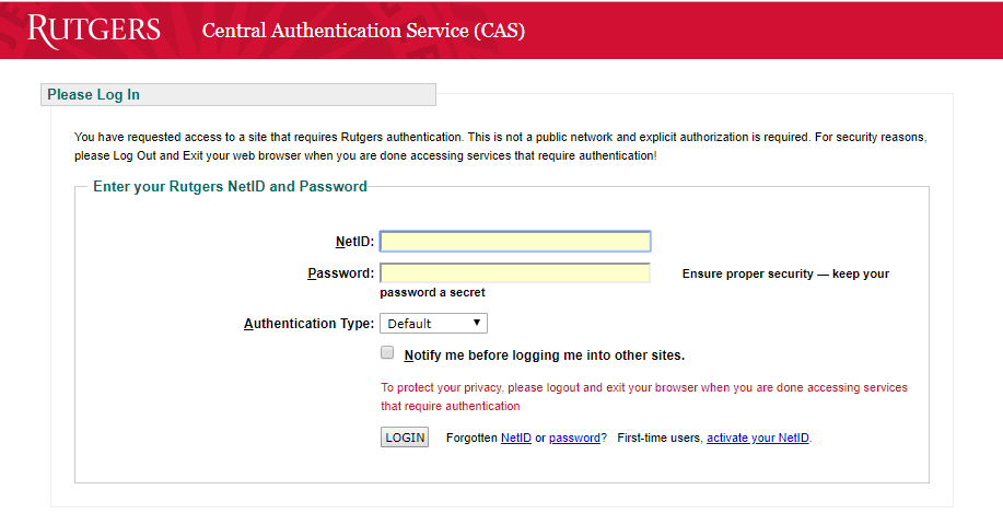 Rutgers CAS login