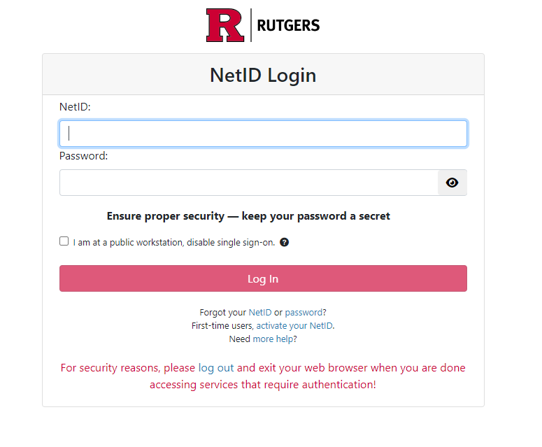 Rutgers NetID login