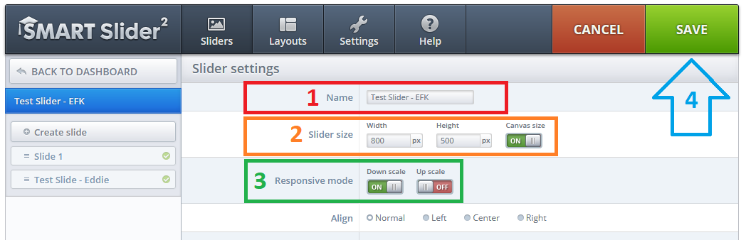 SmartSlider2: New slider settings